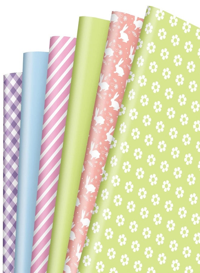 Whaline 90 Sheets Spring Easter Tissue Paper Pink Green Blue Bulk Gift Wrapping Paper Pastel Bunny Flower Plaid Wrapping Paper for Easter Spring DIY Crafts Birthday Party Decoration, 19.7 ×13.8 Inch - Image 1